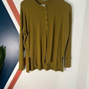 Aerie Offline Olive Green Long Sleeve Boxy Button Down Shirt